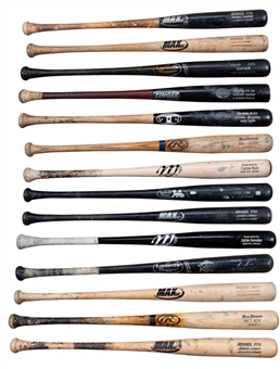Lot of (14) Los Angeles Dodgers Players Game Used Bats (PSA/DNA Pre-Certified)